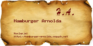 Hamburger Arnolda névjegykártya
